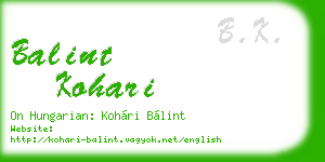 balint kohari business card