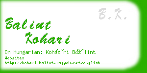 balint kohari business card